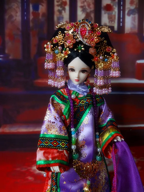 1" традиционные китайские куклы-игрушки для девочек Коллекционная кукла принцессы династии Цин винтажная кукла BJD w/древний костюм платье
