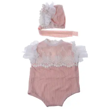 

Newborn Costume Kit Infant Photography Accessories Baby Lace Hats Romper Set Girls Studio Shoot Photo Prop CORB
