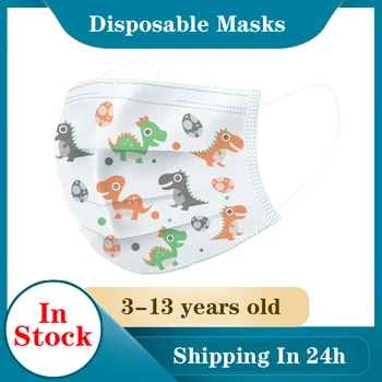 

3-13 Years Old Children's 3 Layers Face Mask Kid Cute Non-woven Cotton Face cover soft breathable Disposable Cartoon Mask
