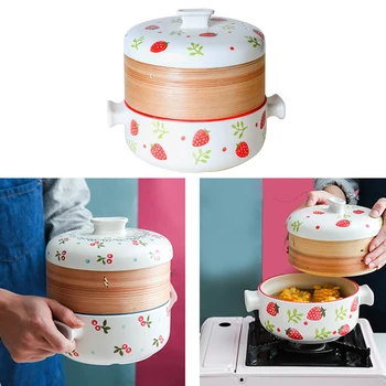 

1 Pc 1.5L Japanese Style Multifunctional Steam Pot Multilayer Stockpot Steamer High Temperature Resistant Cooking Boiler