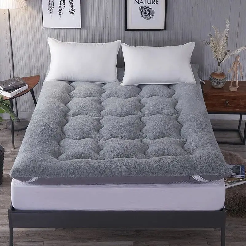Soft Lamb cashmere Fold Tatami Mattress student dormitory Topper Thick Warm Mat With Strap king queen twin size | Мебель