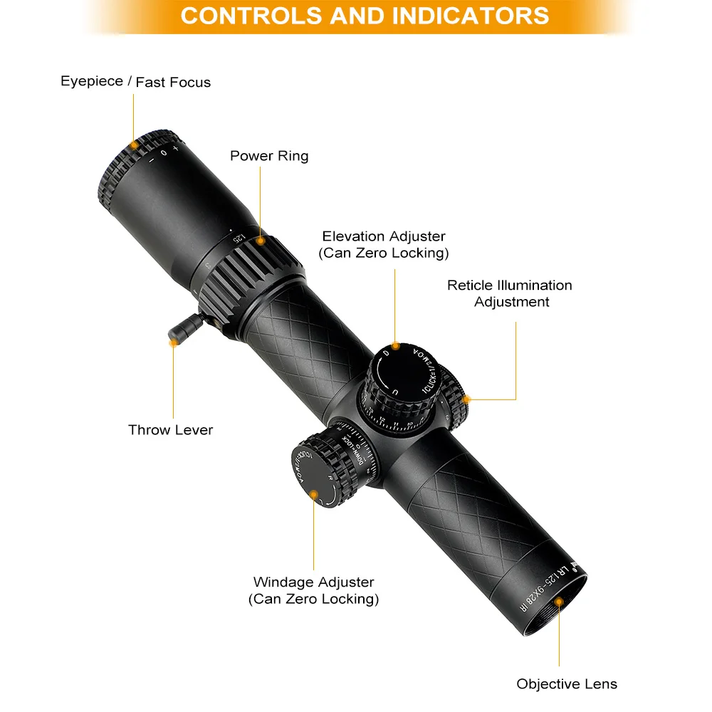 Ohhunt LR 1,25-9X28 IR 35 мм трубка компактные охотничьи оптические прицелы стекло травленая сетка Красная подсветка прицел башенки замок Сброс прицел