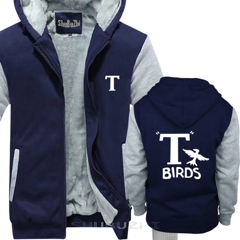 T Birds Ringer Толстая куртка жир Джон Траволта Оливия Ньютон Джон Зима Осень черный пуловер модный топ толстовки sbz5012 - Цвет: navy grey