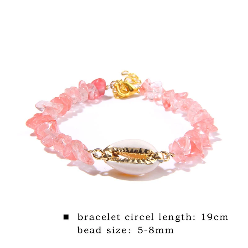 Irregular Natural Turquoises Stone Chip Beads Bracelet Crystal Quartz Cowire Shell Charm Bracelet For Women's Jewelry Gifts