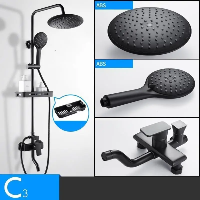Choveiro Dusche Black Regendouche Electronica Conjunto Ducha Do Banheiro Douche Chuveiro Eletrico Душевая система для ванной комнаты
