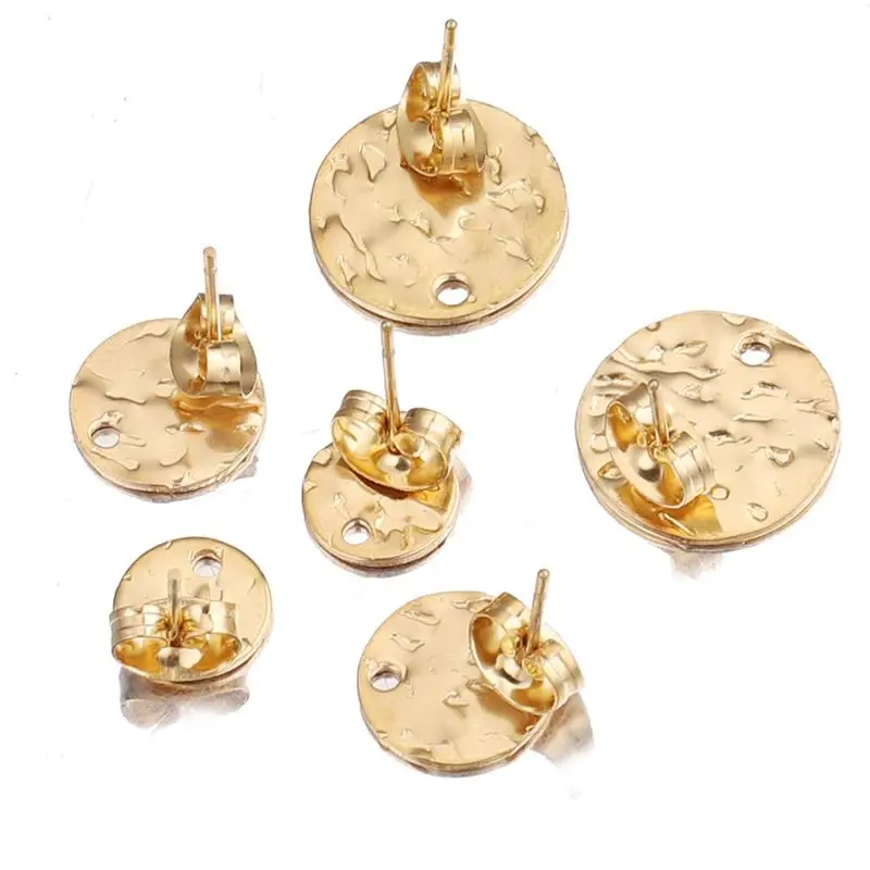 10/20Pcs Stainless Steel Blank Post Earring Studs Base Pins With Earring Plug Gold Steel Color Ear Back For DIY Jewelry Making
