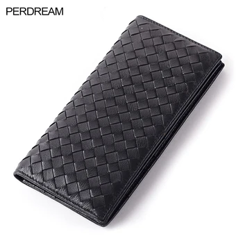 

Leather men's wallet woven business short section high-grade soft sheepskin long wallet