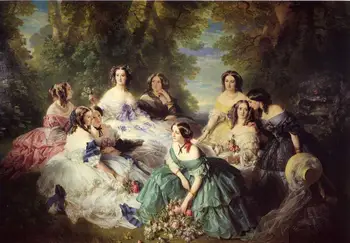 

Handmade Art Paintings by Teachers - Empress Eugenie Surrounded by Ladies in Waiting Franz Xaver Winterhalter - Oil on Canvas