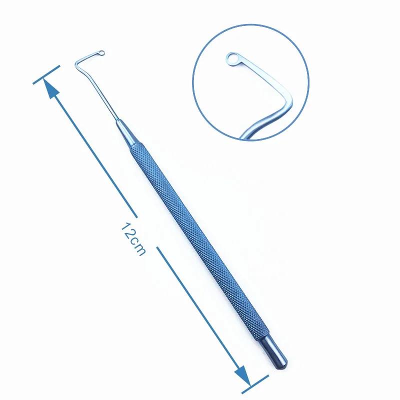 Gancho de separación de Retina de titanio, oftalmológico Herramienta de gancho para uso veterinario, instrumento de ojo de 12cm de largo