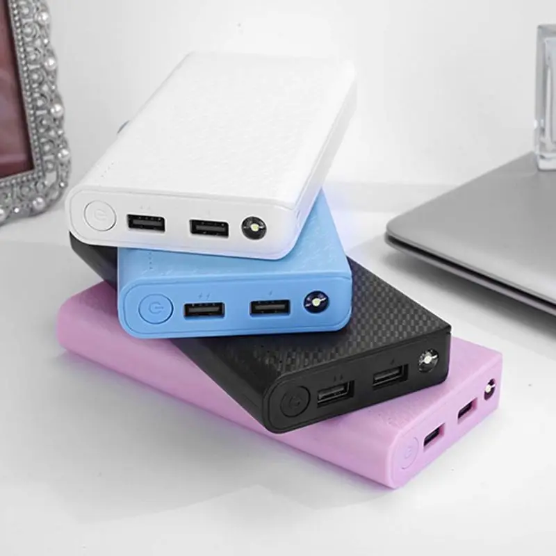 5 в 2.4A двойной USB 7X 18650 DIY Чехол для мобильного банка питания с светодиодный фонарик