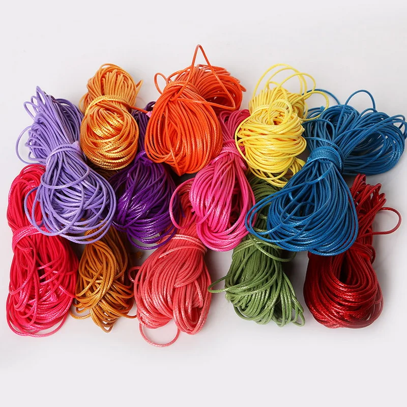 Cordón de algodón encerado Multicolor, cuerda de hilo encerado de 1mm, 1,5mm y 2mm para fabricación de joyería DIY