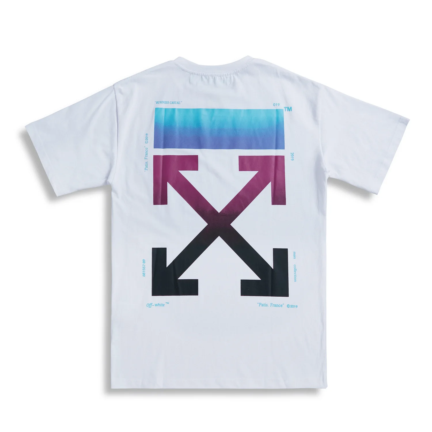 

Off-White Rainbow Bluish Purple Gradient Short Sleeve T-shirt European And American Streets Versatile Half Sleeve Purchasing Age