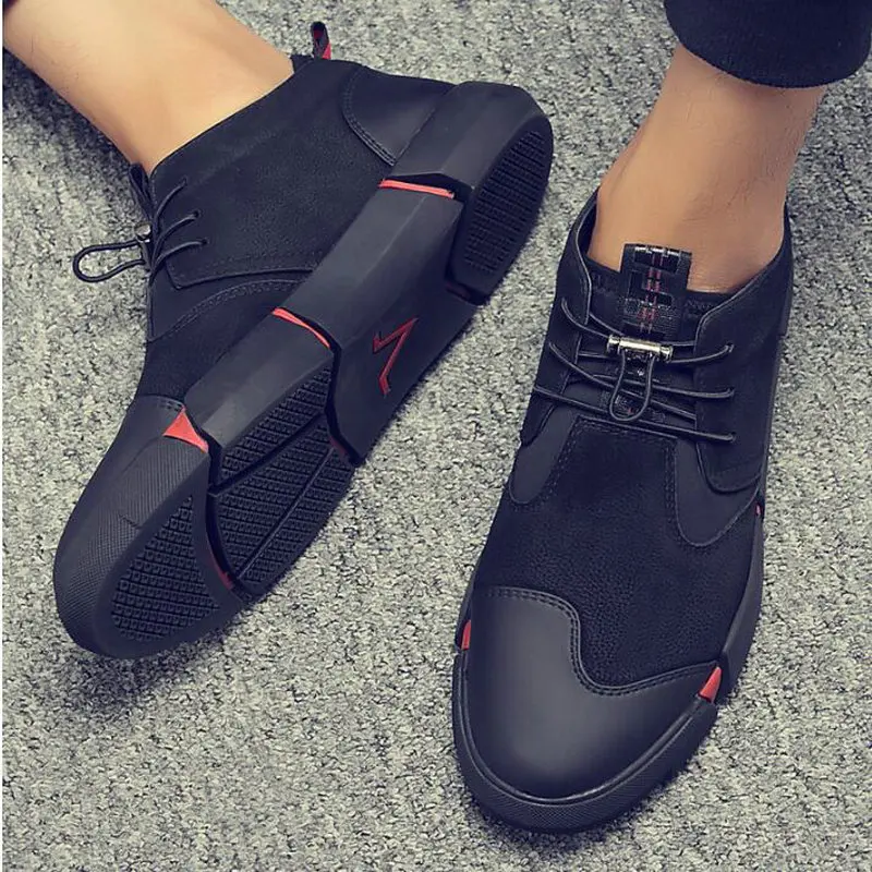 

Fashion Walking High Quality Comfortable Men black Shoes Men's Flats Casual Spring Soft Leather Shoes plus size 46 A52-07