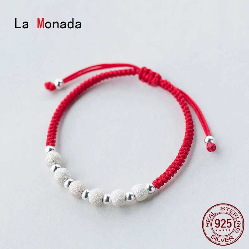 La Monada 14-22 Silver Bead Black Thread For Hand 925 Sterling Silver  Bracelet Thread String Rope Bracelets For Women Silver 925 - AliExpress