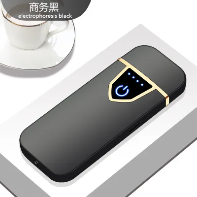 black Перезаряжаемый USB светильник сигареты электронный прикуриватель, зарядка зажигалки для мужчин нет плазменного импульса газа для курения аксессуары - Цвет: black