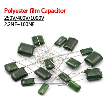 

20pcs Polyester film capacitor 250V 400V 1000V 2.2nF 4.7nF 10nF 22nF 68nF 100nF 2E222J 2E472J 2E223J 2E683J 2E104J 2G103J 3A332J