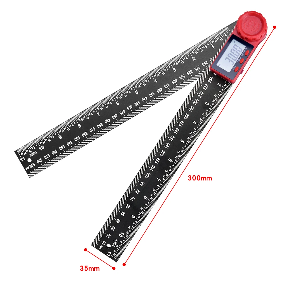 Koolertron Digital Angle Finder Protractor Ruler Digital Goniometer 200mm 360 °LCD Display Nylon Glass Ruler Meter Measuring Tool with Zeroing and Locking Function 