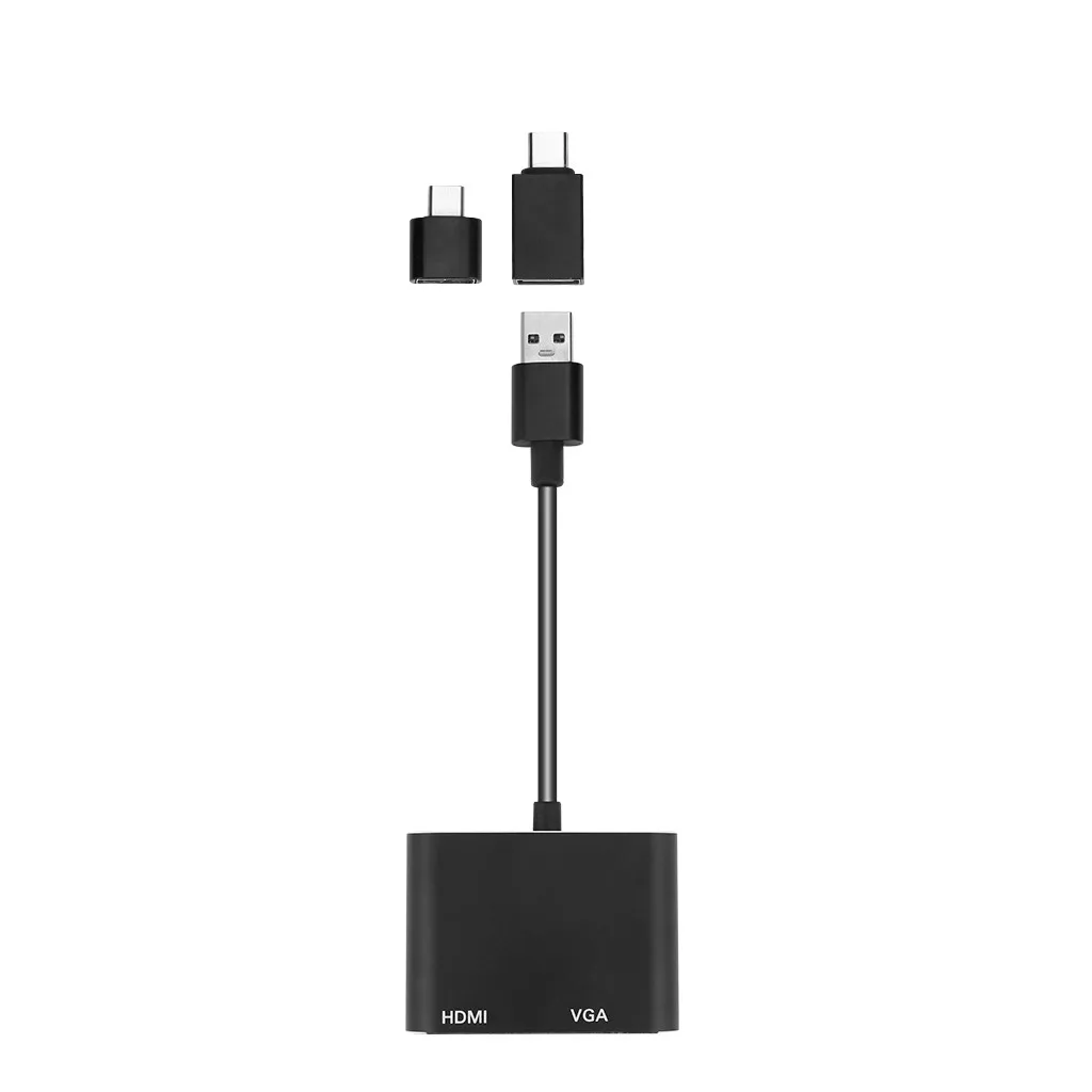 USB C к HDMI 4K VGA адаптер USB 3,0 видео конвертер адаптер с 2в1 Тип C адаптеры для ноутбука Macbook Zend переключатель