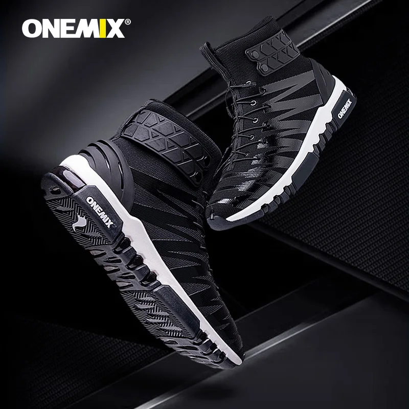ONEMIX Мужские ботинки кроссовки для Для женщин спортивная обувь с высоким берцем; зимние ботинки на открытом воздухе Водонепроницаемый прогулки походные кроссовки