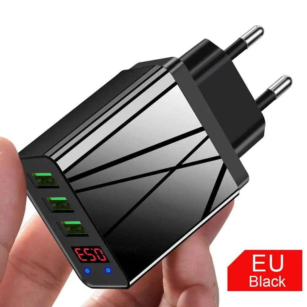 3USB порта зарядное устройство адаптер светодиодный дисплей ЕС вилка Макс 3.0A умная