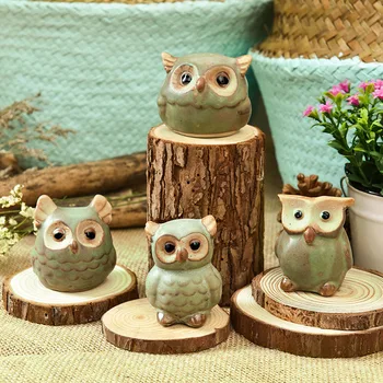 

Ceramic Owl Figurine Miniature Model Desktop Decoratin Crafts Kids Toys Home Decoration Animal Ornaments Retro Furnishings
