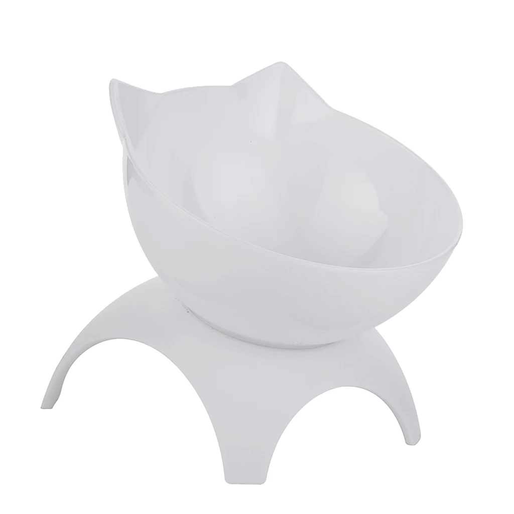 Cute Cat Dog Elevated Bowls 15° Tilted Raised Food Container With Stand Single Bowls Black White