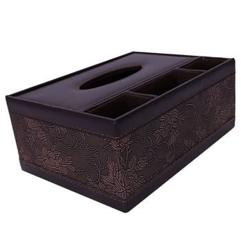 

Rectangular Remote Control Tissue Box Ultifunction PU Leather Pen Pencil Remote Control Holder Desk Storage Box Container for Ho