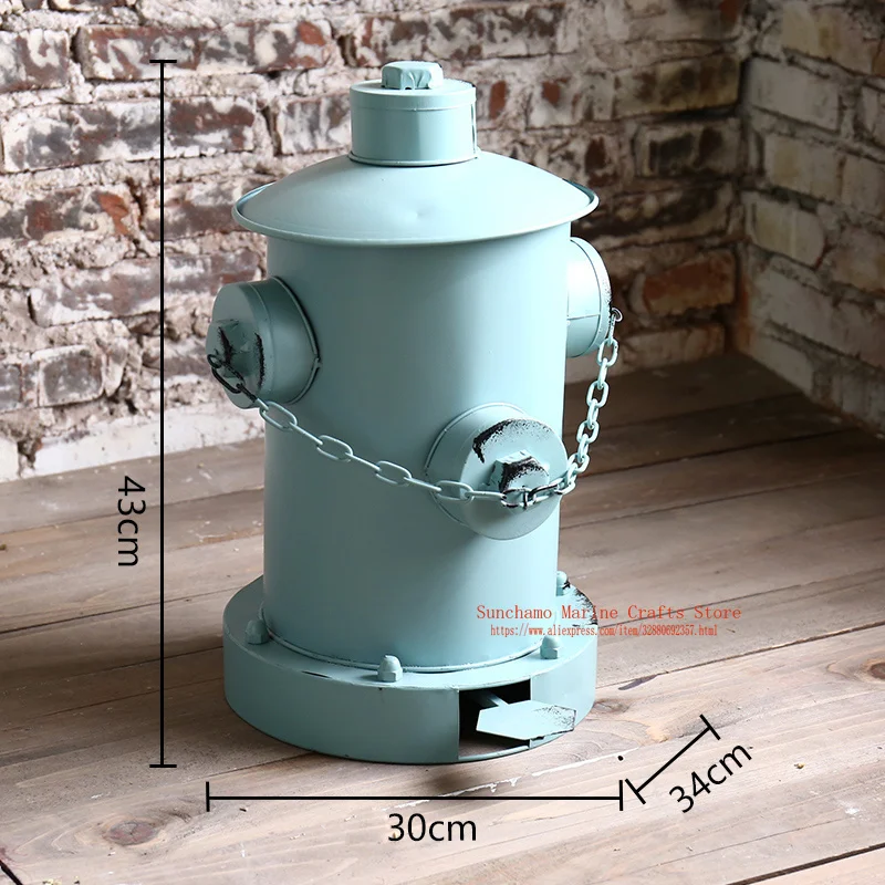 TYZY Pedal trash can creative wrought iron fire hydrant trash can garbage recycling station Retro industrial wind waste bin Bar coffee model decoration 39 /× 26CM