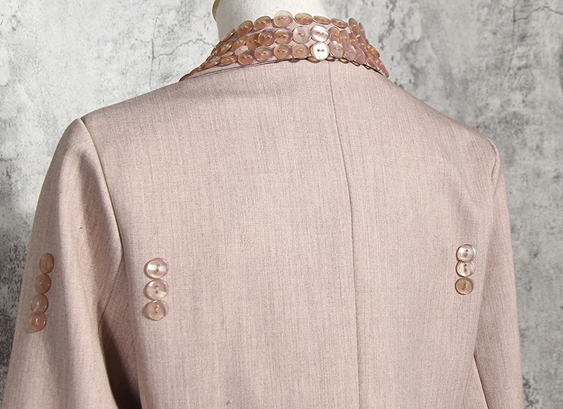 [EAM] женский короткий Блейзер на пуговицах, свободный пиджак с отворотом и длинным рукавом, модный весенний осенний 1M881