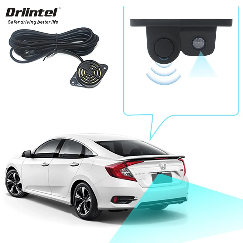 Парктроник Driintel 2 в 1, парковочные датчики заднего вида, универсальная камера, высокая четкость, ночное видение, Реверсивный Rad