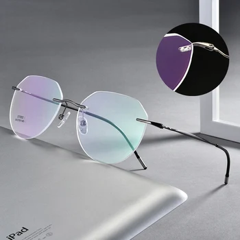 

Round Glasses Frames Men Rimless Flexible Optical Frame Prescription Spectacle Women Eyewear Alloy Legs Eye Glasses