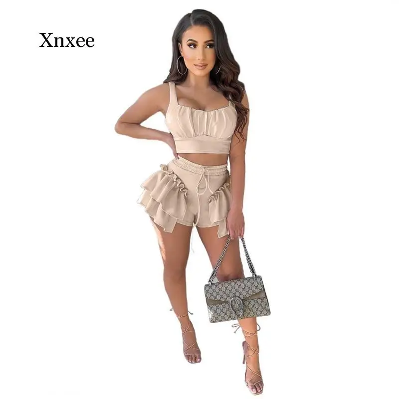 

Летний комплект из 2 предметов, однотонный сексуальный женский короткий топ, женская модная Клубная одежда для отпуска