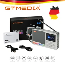 GTMEDIA D2 цифровое радио FM стерео/DAB многополосное радио 2," TFT-LCD цветной дисплей Будильник 18650 литиевый перезаряжаемый аккумулятор