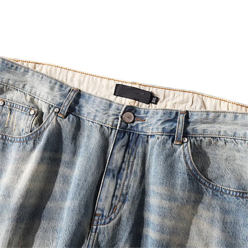 Denim Shorts Men Summer New Men's Blue Denim Shorts Men's Large Size Mid Waist Straight Shorts More Size XL-6XL