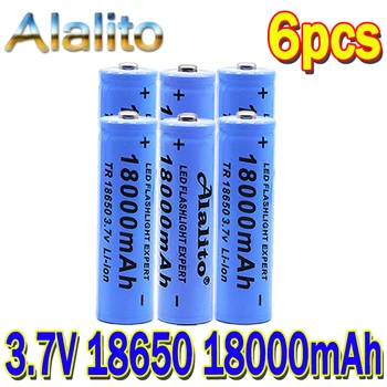 

6pcs 3.7V 18650 18000mAh Rechargeable Battery High Capacity Li-ion Rechargeable Battery For Flashlight Torch headlamp Battery