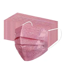 50PC Bronzing Pink Disposable Face Mask Reflective Non-Woven Protective Masks Unisex Mouth Mask Mascarillas Masques Mascaras