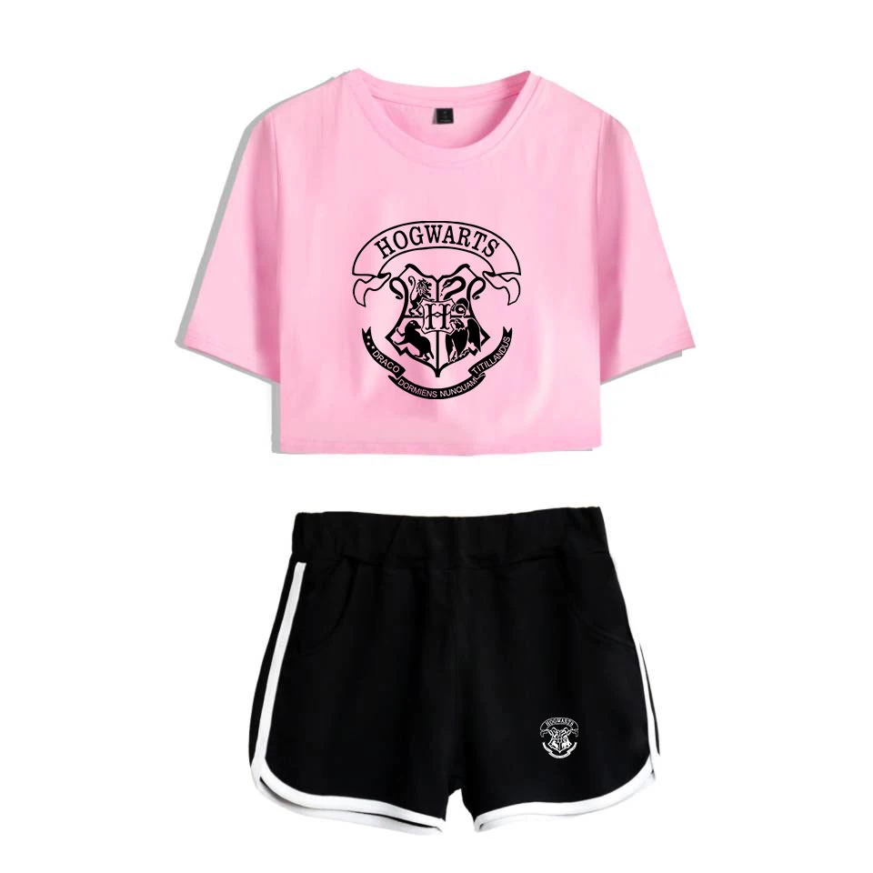 two piece sets HARRYS Glasses Printed Two Piece Set Short Sleeve Crop Top + Shorts Sweat Suits Women Tracksuit Two Piece Outfits Girl Sets ladies loungewear