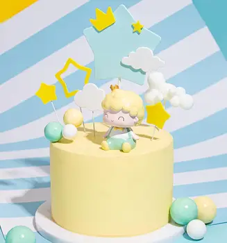 

Blue Prince Cake Topper For Birthday Decoration Wedding Supplies Macoron Baby Shower Baking Dessert Kid Love Gifts