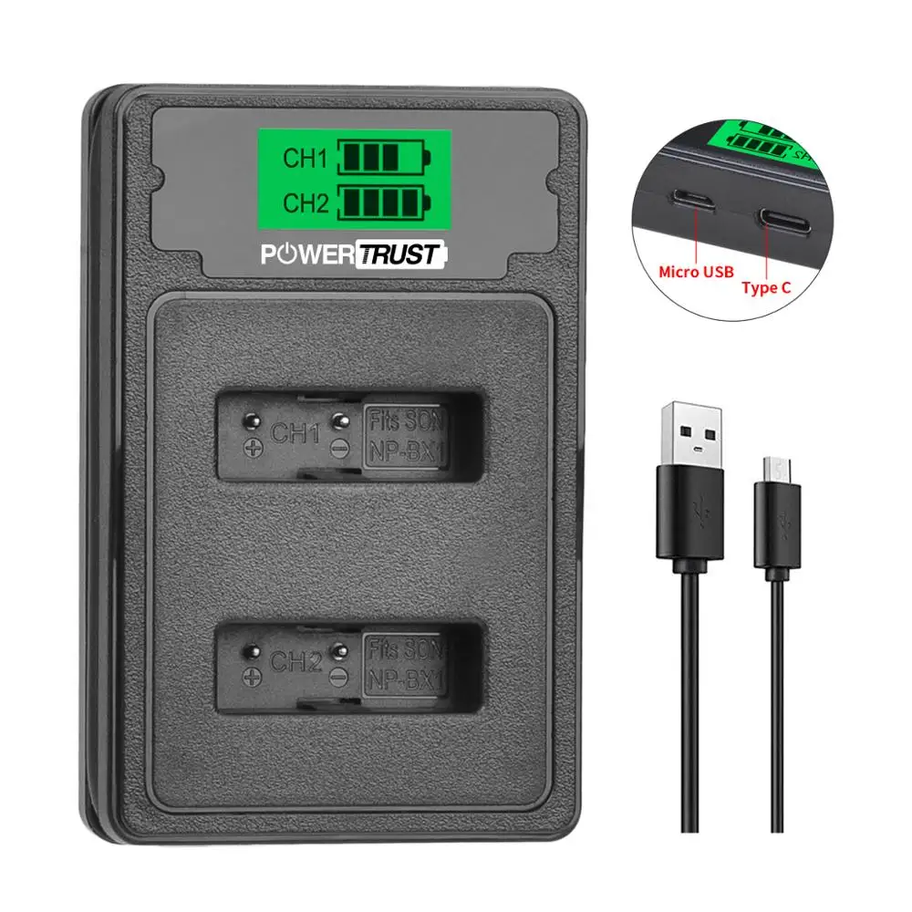 Carregador Duplo Rápido para Sony Bateria As20 As100 As200 Cx405 Cx440 H300 Hx90v Mv1 Rx100 X1000 Np-bx1 e - Image 3