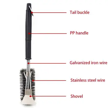 

Stainless Steel Barbecue Cleaning Brush Wire Bristles Grill Grates Brush And Scraper Non-stick Barbecue Grill BBQ Brush