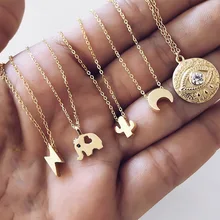Moda clásica collares colgantes de Color dorado Ojo de Luna elefante Cactus relámpago Venta caliente mujeres collar gargantilla joyería de fiesta(China)