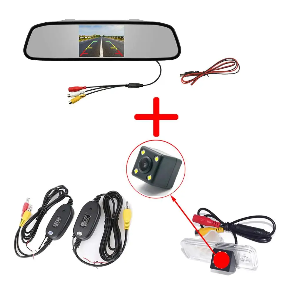 4 LED Camera Mirror Автомобильный монитор+ 2,4G беспроводной CCD и светодиодный регулируемый угол заднего вида камера для hyundai Azera HG Grandeur ix25 - Название цвета: 4 LED Camera Mirror