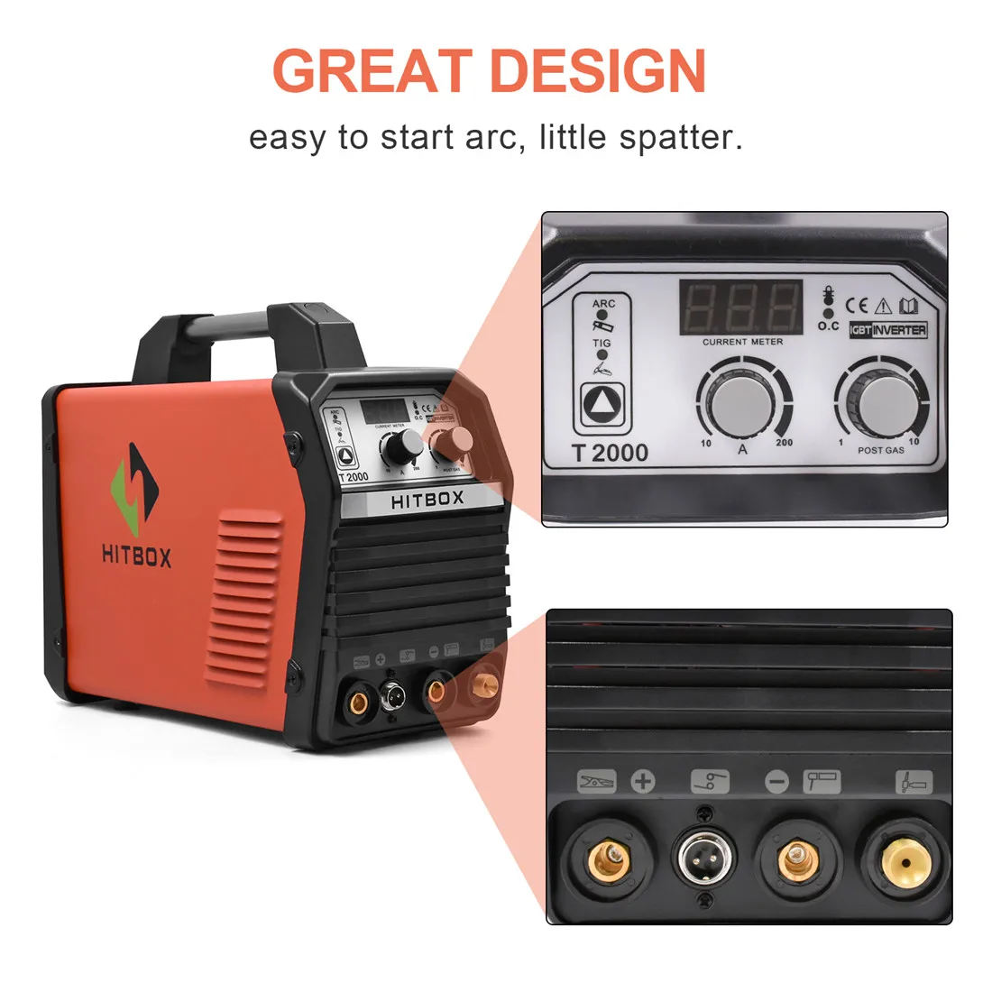 HITBOX Tig Welder T2000 TIG ARC Stick Welding Machine 220V Digital Welding Tool Home Use Portable Welding Equipment
