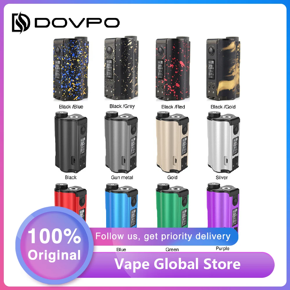 Cena HOT sprzedaż oryginalny 200W DOVPO na górze z podwójnym górnym wypełnić TC Squonk MOD z 10ml butelka do squonu E cig Vape Box Mod Vs przeciągnij 2 LUXE