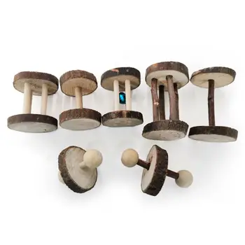 

8 Pcs Natural Wooden Hamster Seesaw Barbell Nibble Molar Toy Activity Platform Rat Hideouts Dwarf Mice Chewing Toys