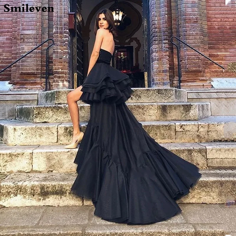 Smileven, черные свадебные платья принцессы,, высокая низкая, Boho, свадебные платья, уникальный кристалл, органза, Vestido De Noiva