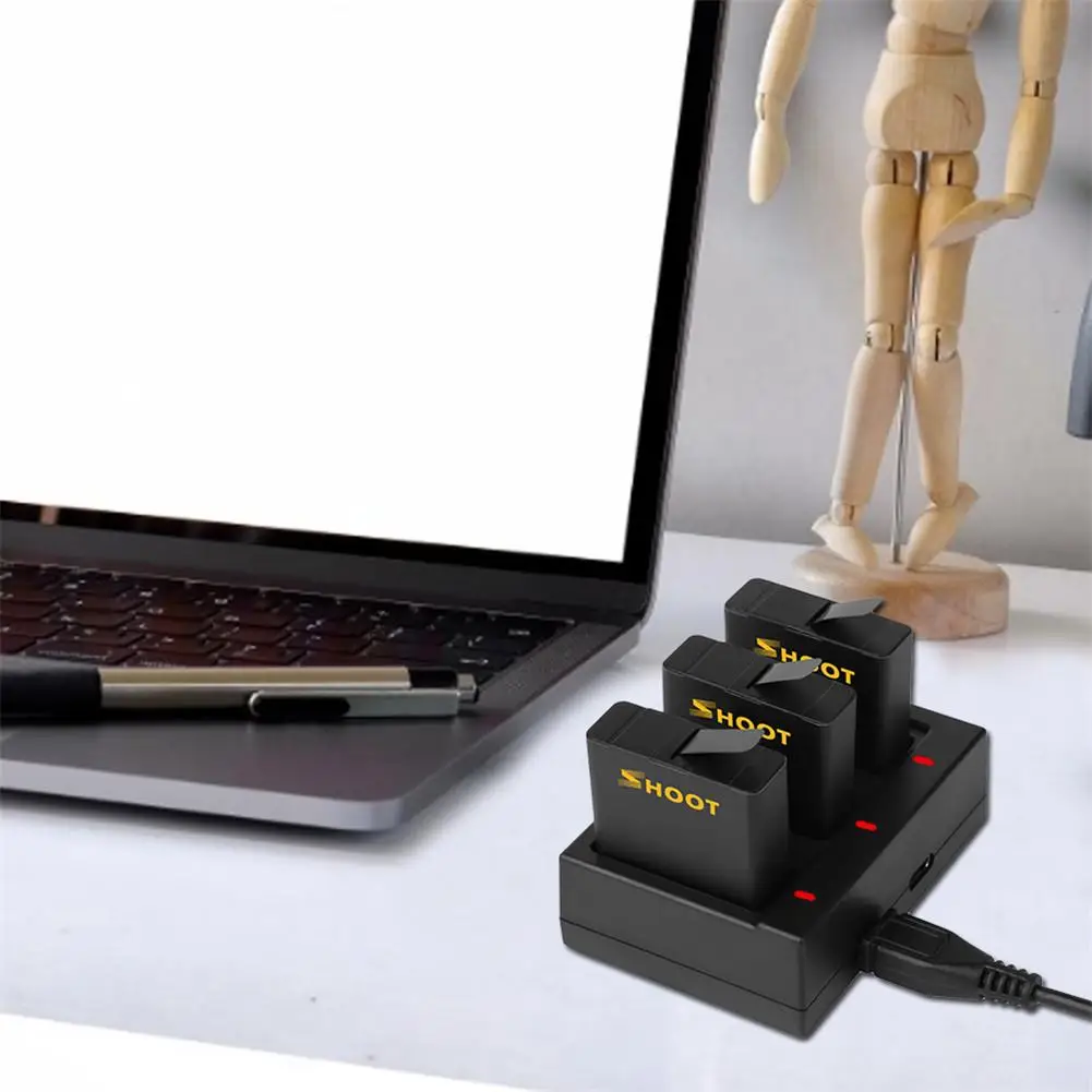 Для GoPro Hero 5/6/7/8 USB Батарея Зарядное устройство с 3 шт. 1220mah резервного копирования Батарея ящик для хранения Портативный 3 Порты светодиодный адаптер для зарядного устройства