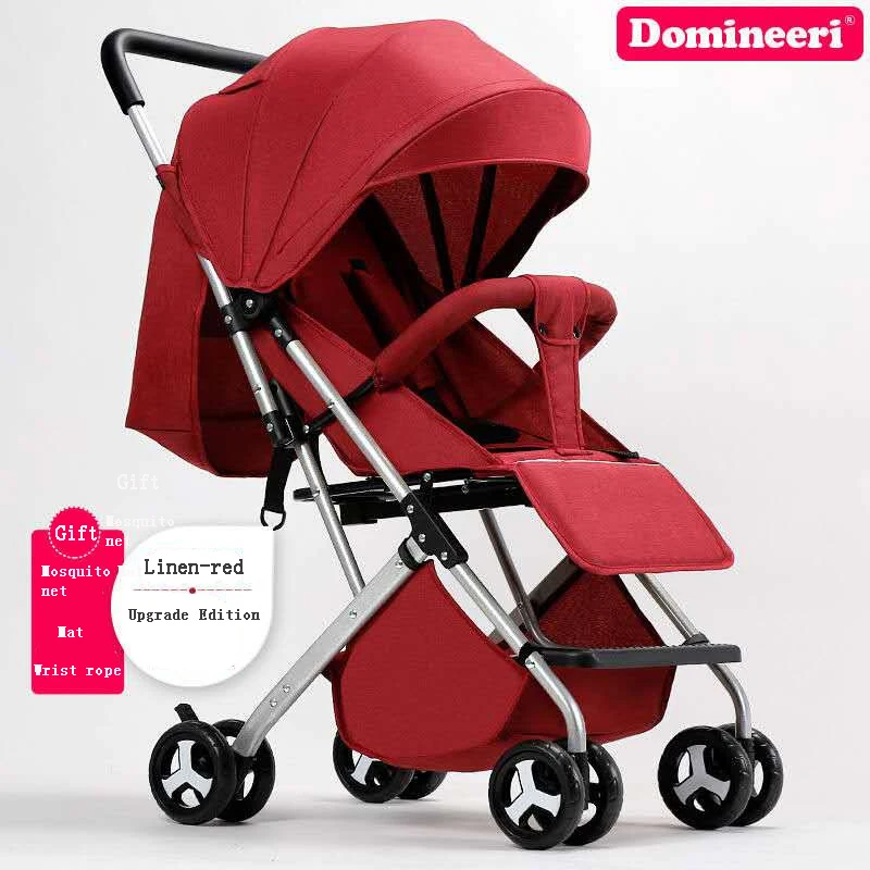 Baby trolley ultra-light, portable and easy to fold baby pocket umbrella trolley umbrella stroller - Цвет: B-Verison-Red