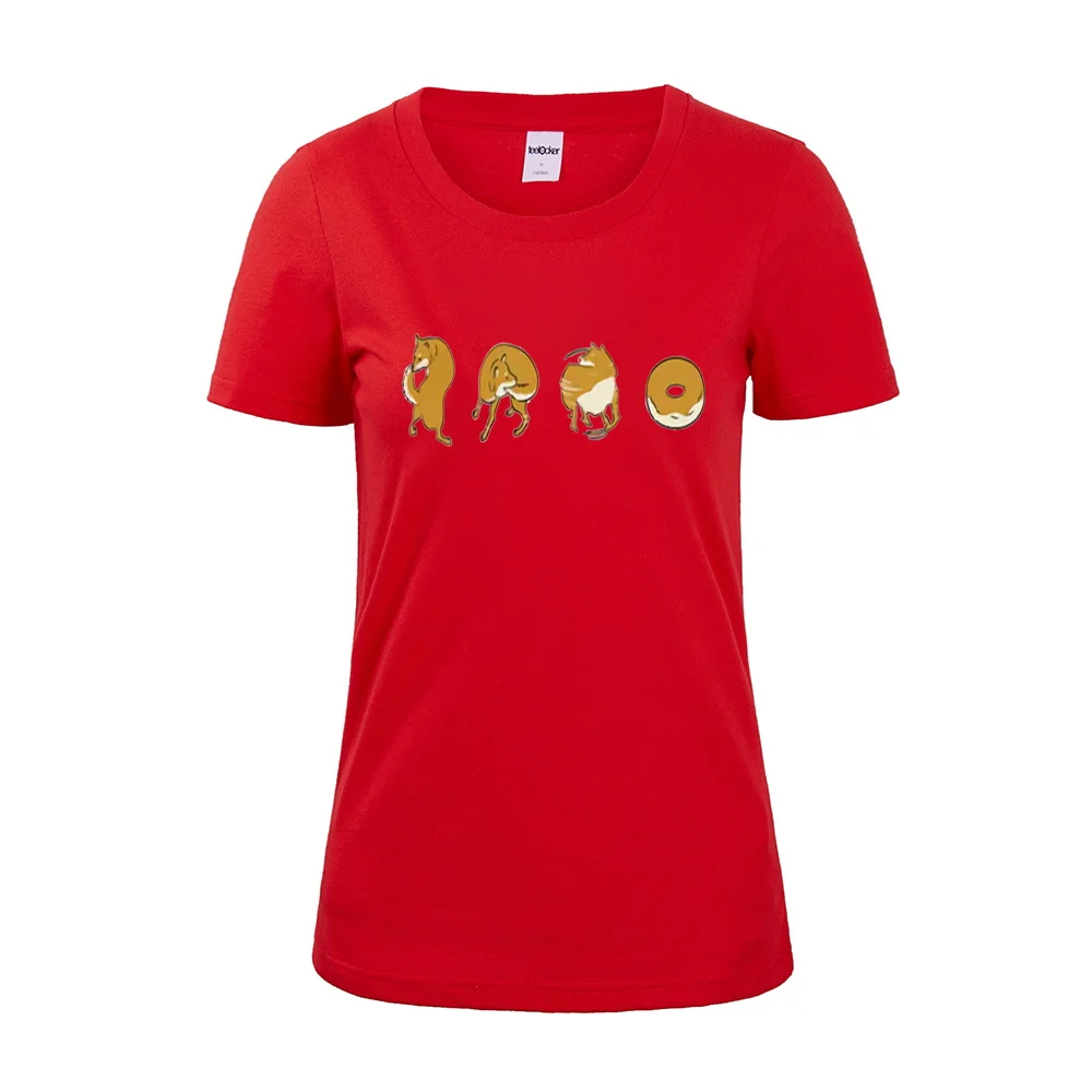 Шиба ину пончик футболка «Lover» собака Сиба-ину любовник женское платье хлопок топ тройники - Цвет: Красный