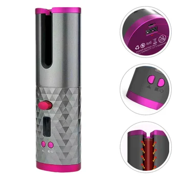 

Automatic Cordless Hair Curler Portable Wireless USB Rechargeable Air Curler LCD Display for Curls Waves Auto Rotating Styling T